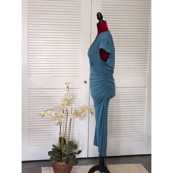 Laundry by Shelli Segal Women's Teal Knee Length Dress Sz 10 1606 - Picture 3 of 8